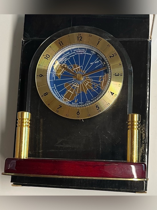 Howard Miller Other - NEW Howard Miller Discoverer World Time Table Clock 645-346 Arch Gold Desk NIB